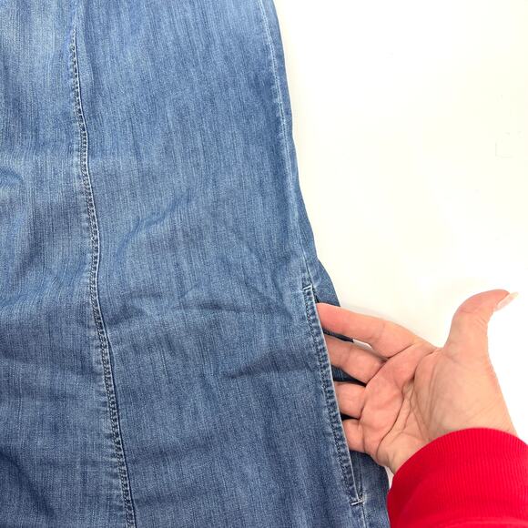 J. Jill Denim Dip Dye Sleeveless Dress Ombre Blue White 100% Cotton Size L - Picture 6 of 9